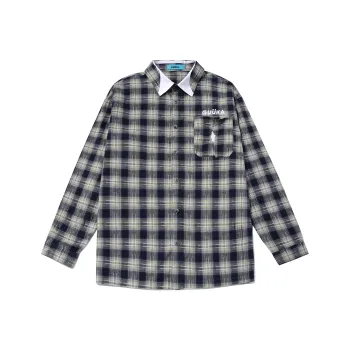 Guuka Long Sleeved Shirts Men's Blue Plaid