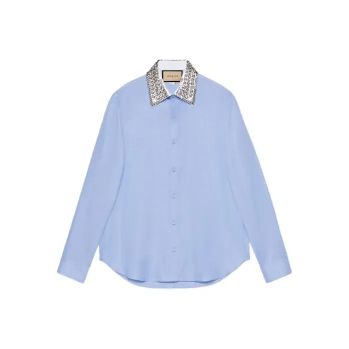 GUCCI Crystal embellished Collar Shirt-0