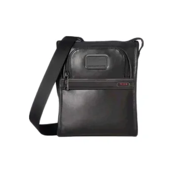 TUMI Cow Leather Crossbody Bag, Shoulder Bag Small Size Men's Black