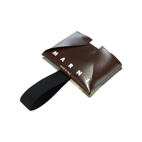 MARNI Fabric Card Clip Wallet Coin Purse Card Holder Men's Light Coffee