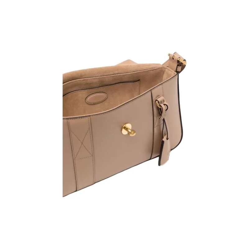 Mulberry Calfskin Handbag, Shoulder Bag Women's Light Beige-3