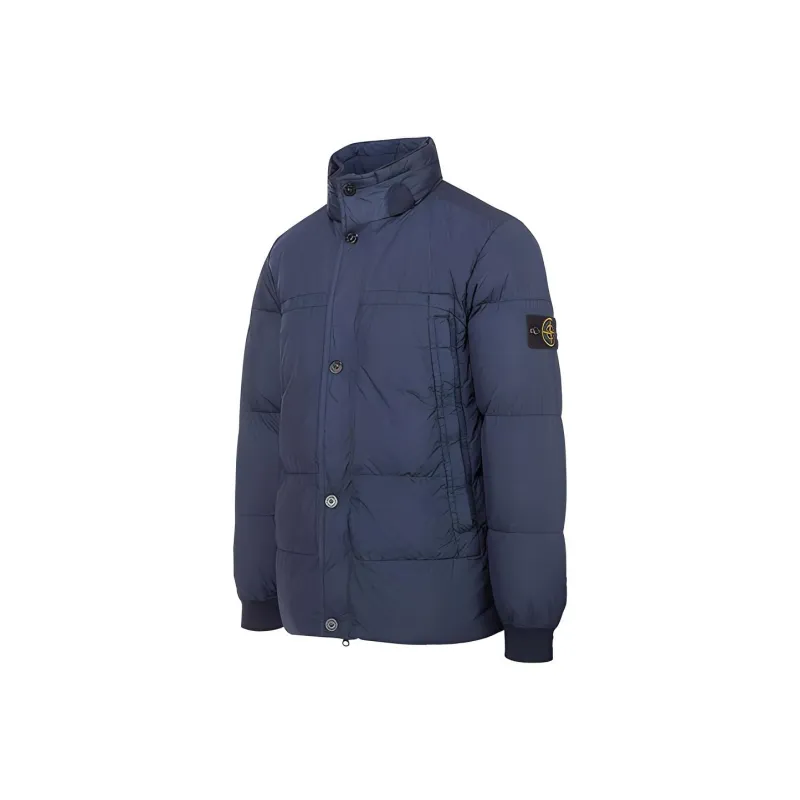 STONE ISLAND SS21 Solid Color Geometric Pattern Stand Collar Down Jacket Men's Ocean Blue-2