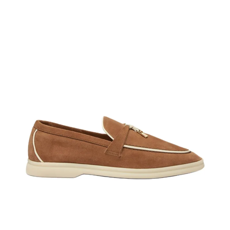 Loro Piana Summer Charms Walk Casual Single Shoes Women's Brown-1