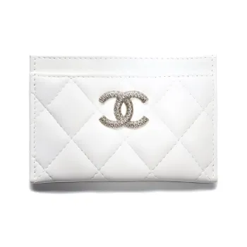 CHANEL Lambskin Wallet, Card Holder Women's White