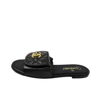 CHANEL Slide Slippers Women's Black
