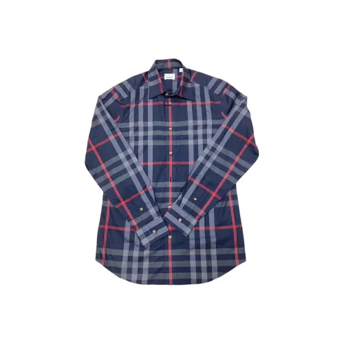 Burberry Shirts Men Dark Blue