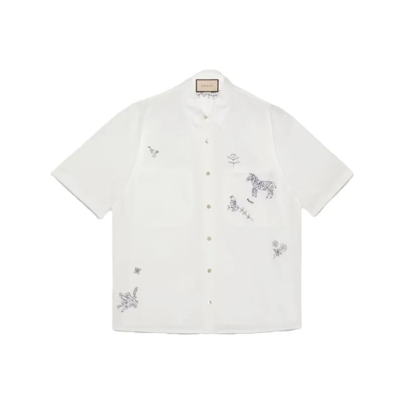 GUCCI 2010s Embroidered Cotton blend Shirt-0