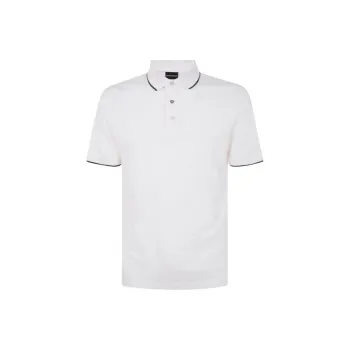 EMPORIO ARMANI Stretch Piqué Polo Shirt With Micro Eagle Embroidery