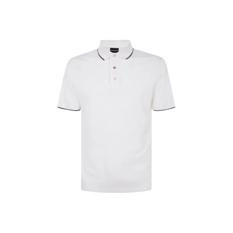 EMPORIO ARMANI Stretch Piqué Polo Shirt With Micro Eagle Embroidery-0