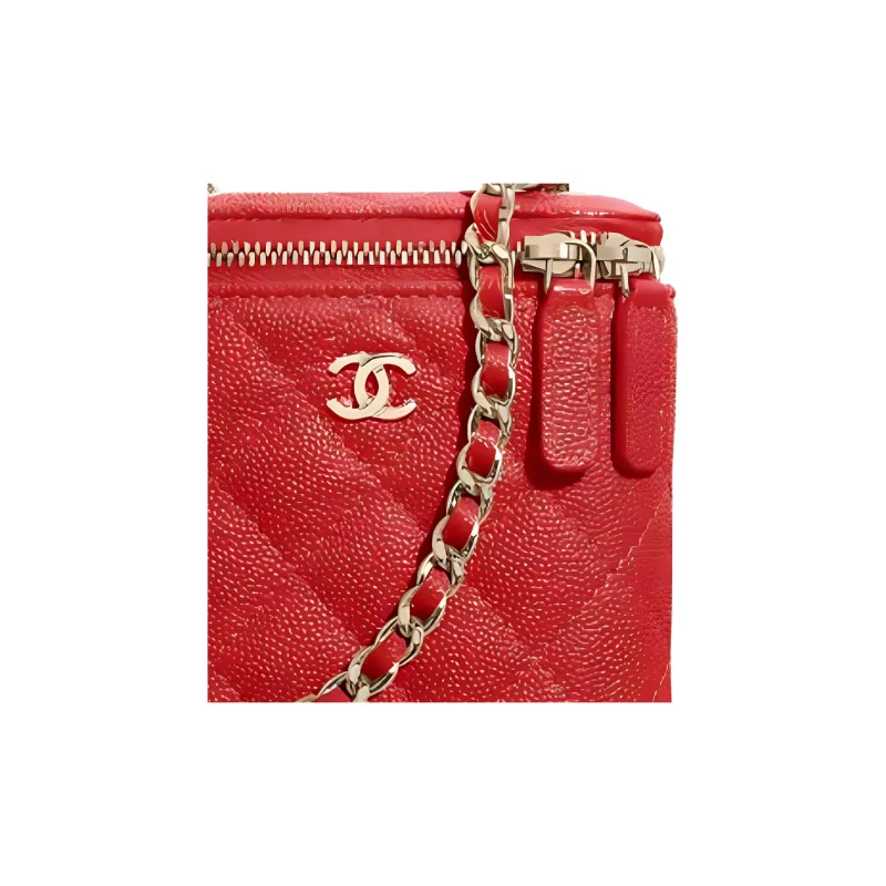 CHANEL Caviar Calfskin Shoulder Bag, Crossbody Bag Women's Red-1