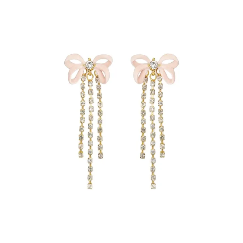 LES NEREIDES Gold Plated, Brass, Enamel, Glass, Rhinestone Clip On Earrings Women's Pink-0