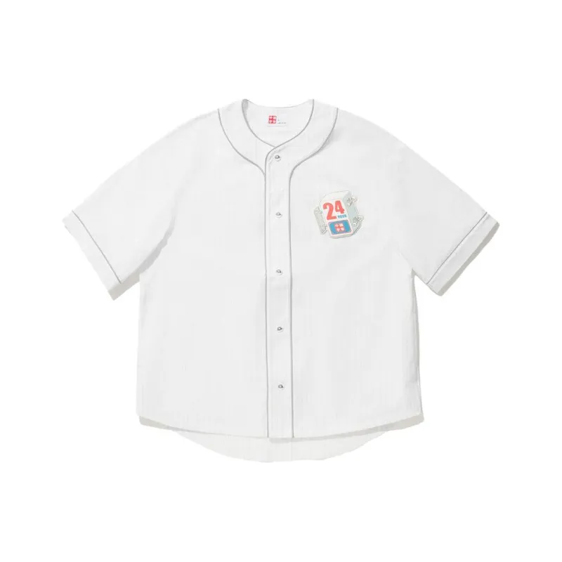 LiNing x Phil Hackett Shirt Men's Standard White Shark Gray Combination Stripes-0
