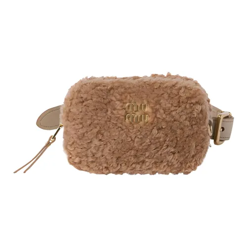 MIU MIU Nappa Leather With Shearling Accents Fanny Pack Mini Women's Caramel Brown
