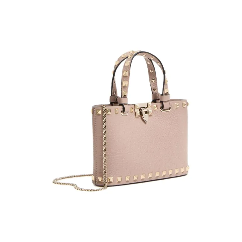 Valentino ROCKSTUD Cow Leather Tote Bag, Single Shoulder Crossbody Handbag Mini Women's Pink-1