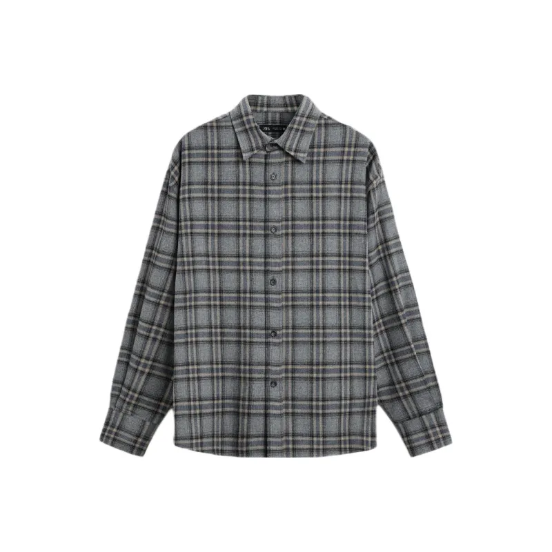 ZARA Shirt Men's Gray/Brown Yellow-0