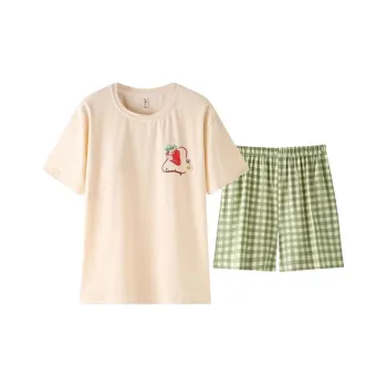 ZAO FU NIAO Pajama Set Women's Apricot Strawberry