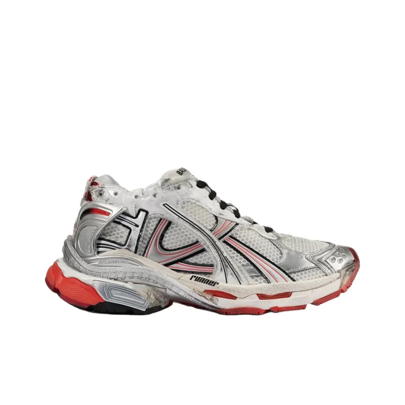 Balenciaga Mesh Runner Low Top Casual Shoes Men's Silver-1