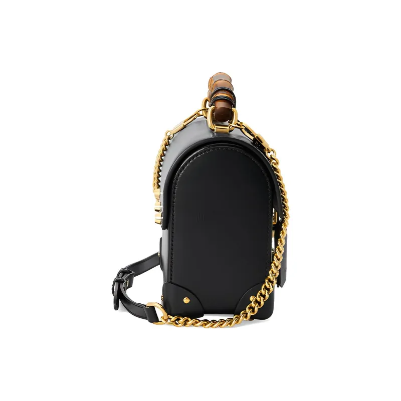 GUCCI Padlock Leather Box Bag Lock Bag Crossbody Bag Shoulder Bag Handbag Small Size Women's Black-2