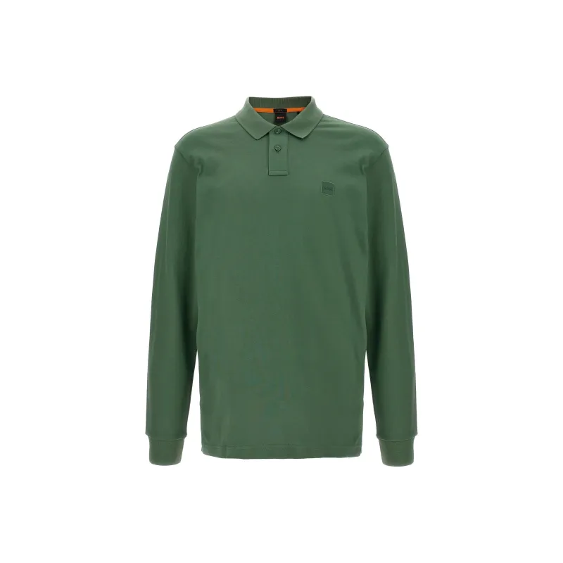 HUGO BOSS Logo Patch Long Sleeved Polo Shirt-0