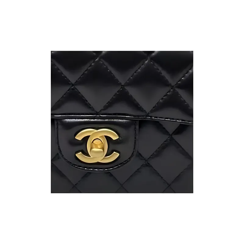 CHANEL Diamond Pattern Lambskin Shoulder Bag Crossbody Bag Handbag Small Size Women's Black-4