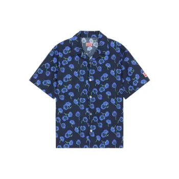 KENZO Poppy Flower Series Shirts Men Dark Blue
