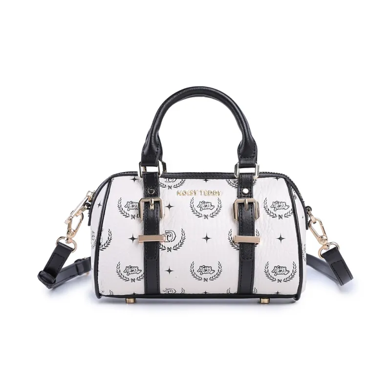 NOISY TEDDY PVC Polyvinyl Chloride Bowling Bag, Shoulder Bag, Crossbody Bag, Handbag Regular Women's Beige/Pink/Brown-1