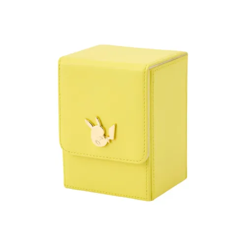 POKEMON Genuine Leather, Flap Deck Protective Cover, Yellow, Pikachu Card Accessories Whole Box