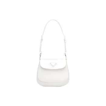 PRADA Cleo Shiny Leather Crossbody Bag, Shoulder Bag Mini Women's White