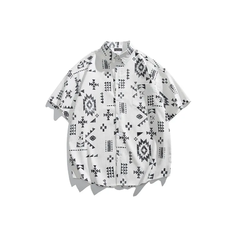 Izex Shirt Summer Unisex Jade Dragon Snow Mountain White-0