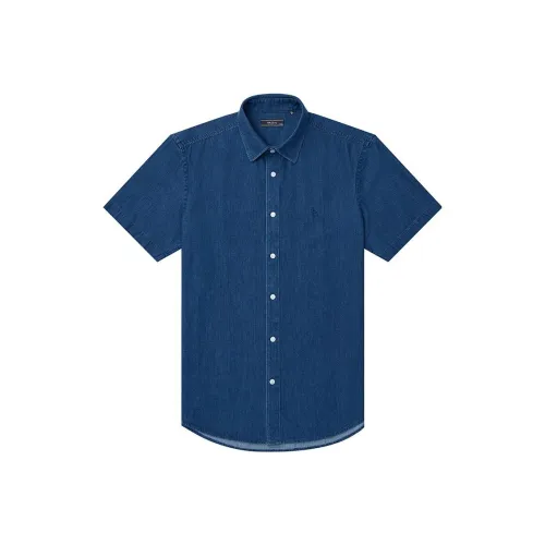 HAZZYS Short-Sleeved Shirt Men's Ink Blue