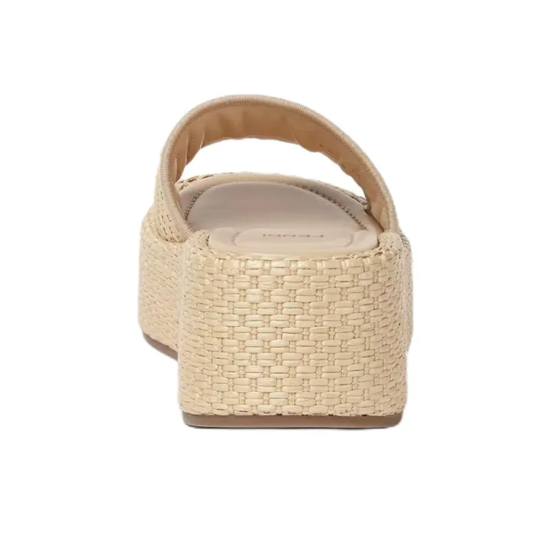 FENDI Sunshine Abrasion Resistant Slide Slippers Women's Beige-4