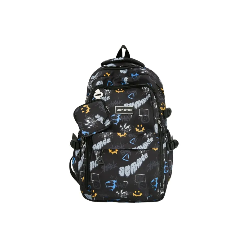 URBAN FOREST Nylon Backpack Unisex Red/Purple/Yellow/Green/Black-6