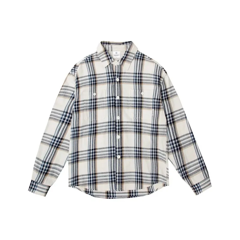 HEEMKIZOO Shirt Men's Blue White Plaid-0