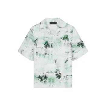 AMIRI Hawaiian Print Bowling Shirt Shirt Men's Green