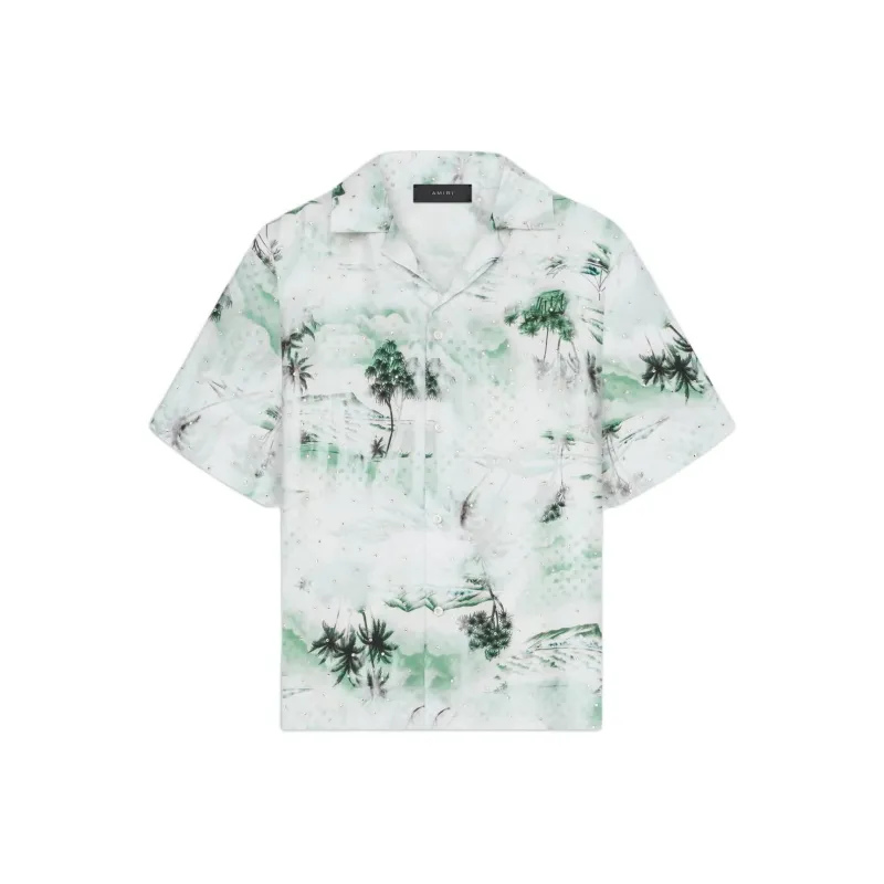 AMIRI Hawaiian Print Bowling Shirt Shirt Men's Green-0