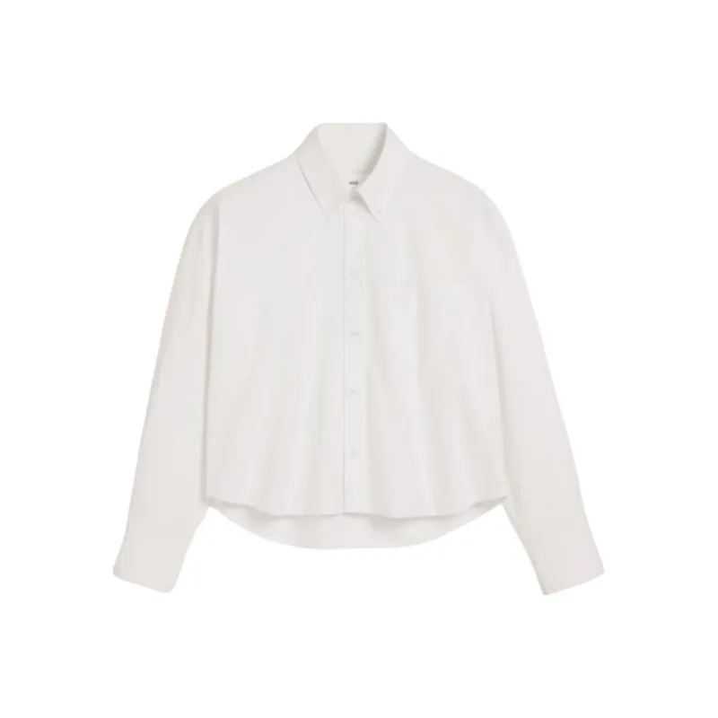 Ami Paris Logo Detailed Buttoned Cropped Shirt-0