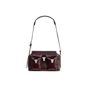 Lemaire Cow Leather Handbag, Shoulder Bag Women's Black Eggplant