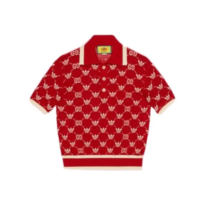 Adidas X GUCCI Polo Shirts Men Red-0