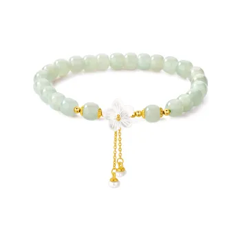 Lao Feng Xiang Hetian Jade Bracelets Pale Greenish White Jade Women's