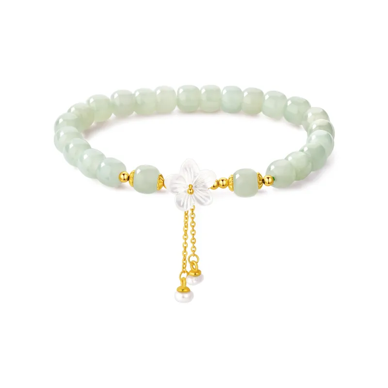 Lao Feng Xiang Hetian Jade Bracelets Pale Greenish White Jade Women's-0