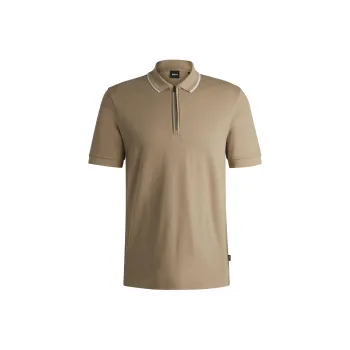 HUGO BOSS Structured Zip Placket Polo Shirt