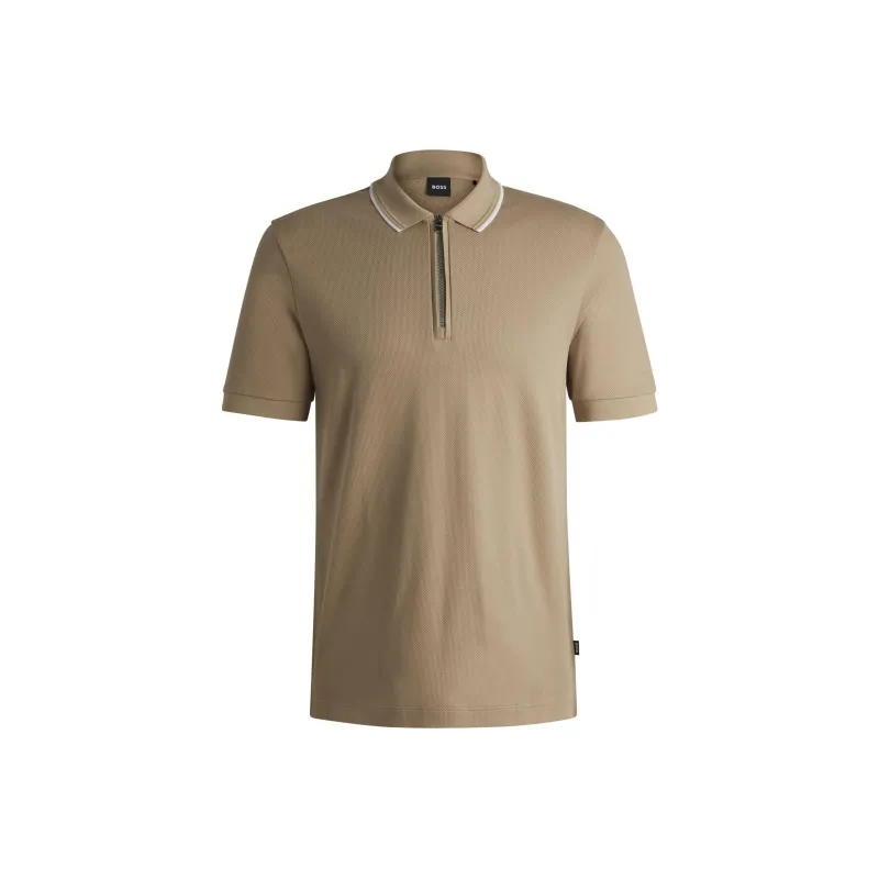 HUGO BOSS Structured Zip Placket Polo Shirt-0