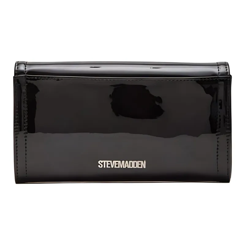 STEVE MADDEN Shiny Leather Clutch Women's Black-1