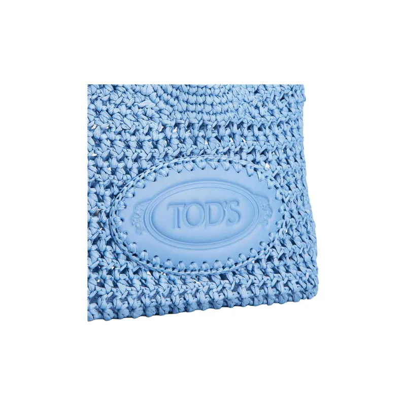 TOD'S Raffia Tote Bag, Shopping Bag, Shoulder Bag, Handbag Mini Women's Light Blue-4