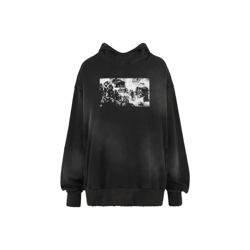 UNDERWATER Great Flood Print Sweatshirt Unisex Dusty Black-0