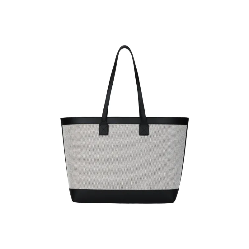 Burberry Canvas With Smooth Calfskin Tote Bag Shopping Bag Handbag Medium Size Women's Black-2