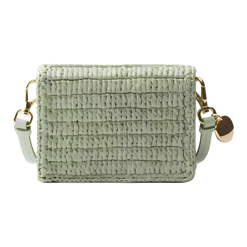 PRADA Raffia One Shoulder Crossbody Card Holder Women's Aqua Blue-2
