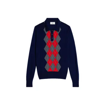 AMIPARIS Argyle check Knit Polo Shirt