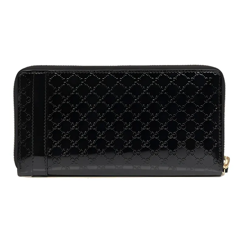 GUCCI Patent Leather Wallet Women's Black-2
