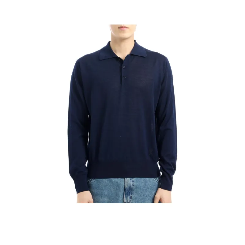 Ami Long Sleeved Knitted Polo Shirt-0